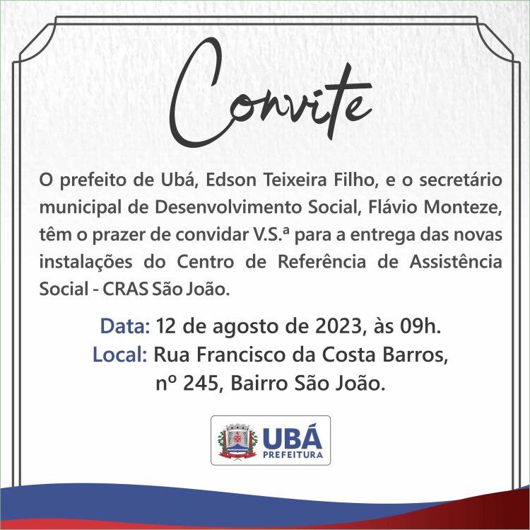 Ubá: Cras São João funciona em novo endereço