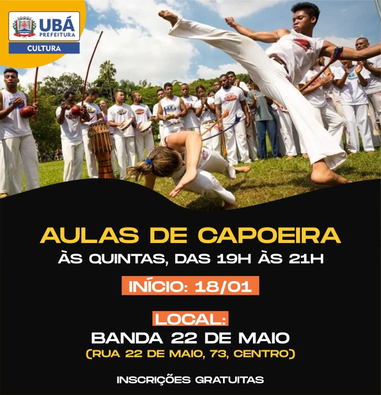 Ubá: Cultura oferece aulas gratuitas de Capoeira na Banda 22 de Maio