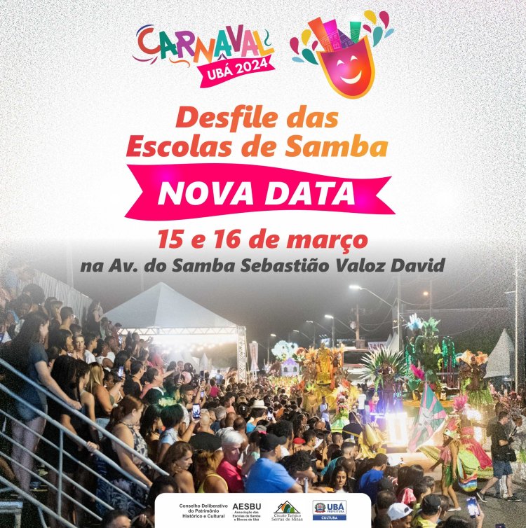 Nota - Adiamento do Desfile das Escolas de Samba de Ubá