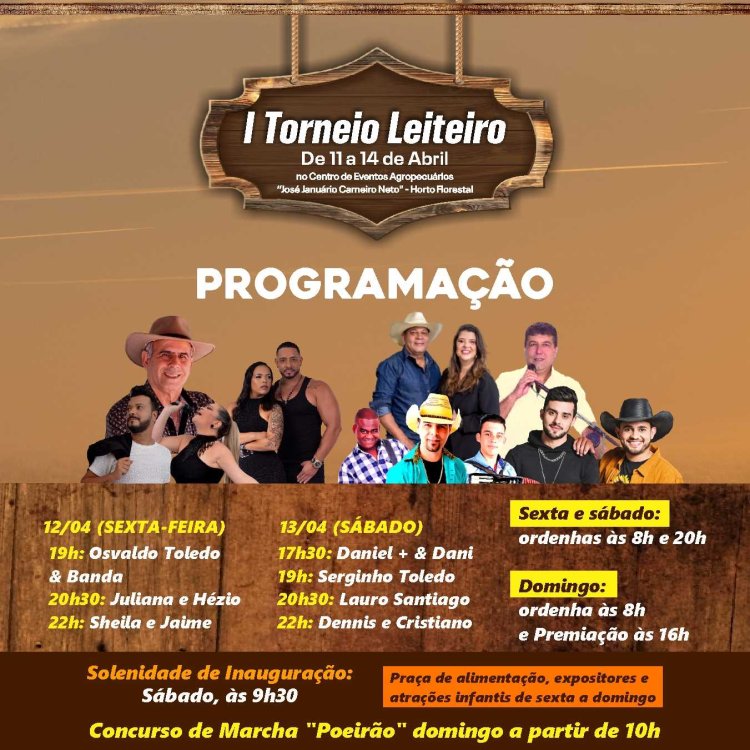 1º Torneio Leiteiro do Centro de Eventos Agropecuários acontece de 11 a 14 de abril