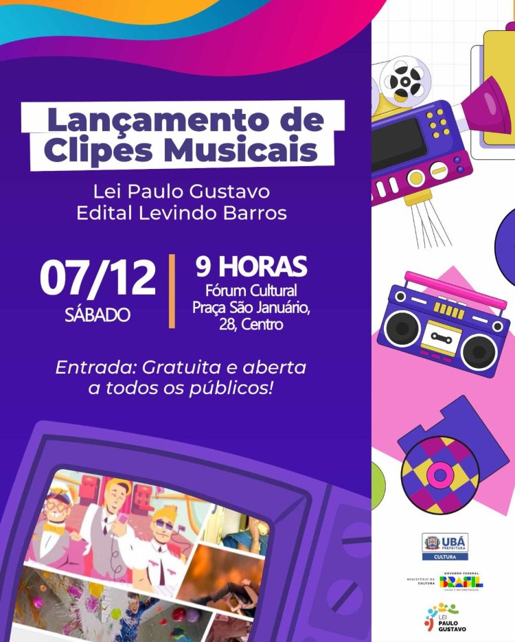 Ubá promove lançamento de clipes musicais financiados pela Lei Paulo Gustavo