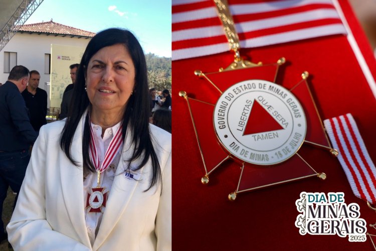 Rosângela Alfenas, administradora do Hospital Santa Isabel de Ubá, recebe Medalha do Dia de Minas em Mariana